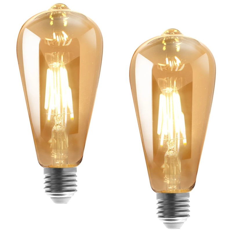 Kit 2 Lâmpadas Filamento Led Retrô Vintage St64 E27 Quente
