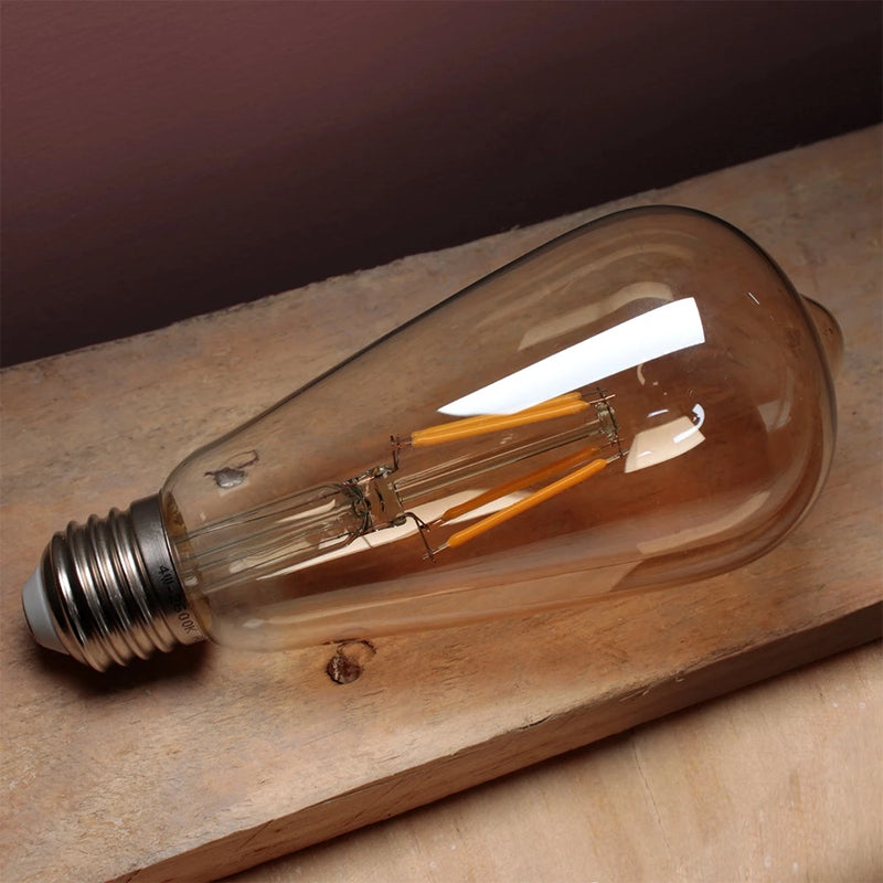 Kit 2 Lâmpadas Filamento Led Retrô Vintage St64 E27 Quente