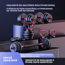Kit Anilhas Barras de Halteres e Kettelbell Ajustáveis 6 em 1 TrainX Home