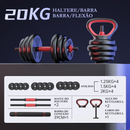 Kit Anilhas Barras de Halteres e Kettelbell Ajustáveis 6 em 1 TrainX Home