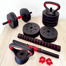 Kit Anilhas Barras de Halteres e Kettelbell Ajustáveis 6 em 1- até 20kg - Treino completo em sua casa