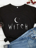 Camiseta Básica Algodão Feminina Witch Night Moon Bruxa