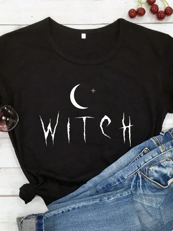 Camiseta Básica Algodão Feminina Witch Night Moon Bruxa