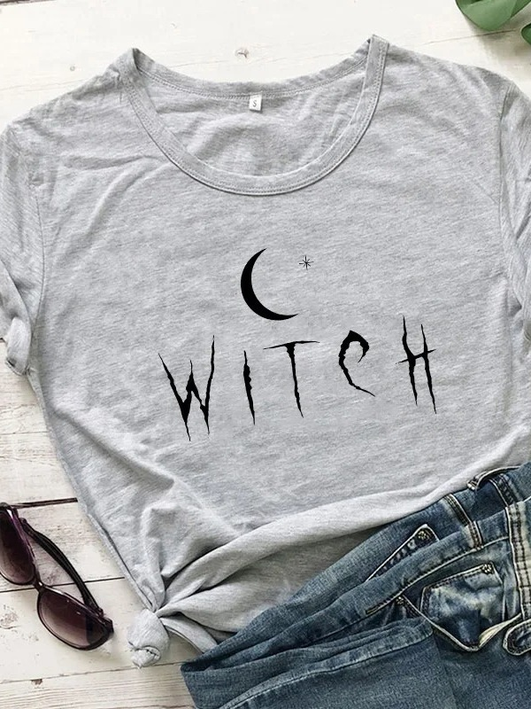 Camiseta Básica Algodão Feminina Witch Night Moon Bruxa