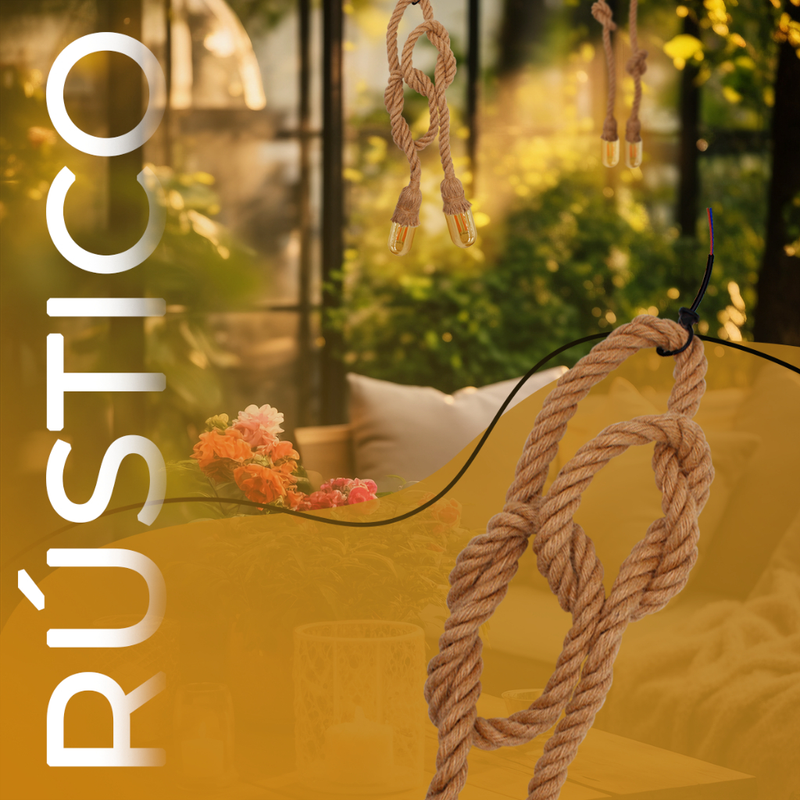 Luminária Pendente Rústico Duplo Teto Corda Sisal 1m Lpcr12