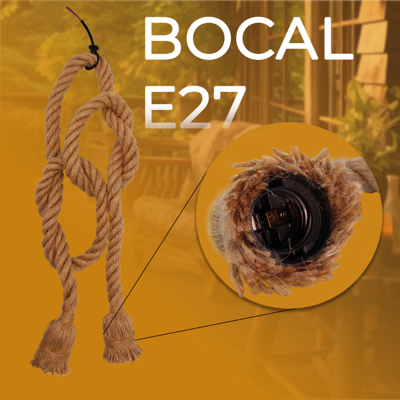 Luminária Pendente Rústico Duplo Teto Corda Sisal 1m Lpcr12