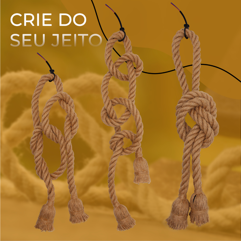 Luminária Pendente Rústico Duplo Teto Corda Sisal 1m Lpcr12