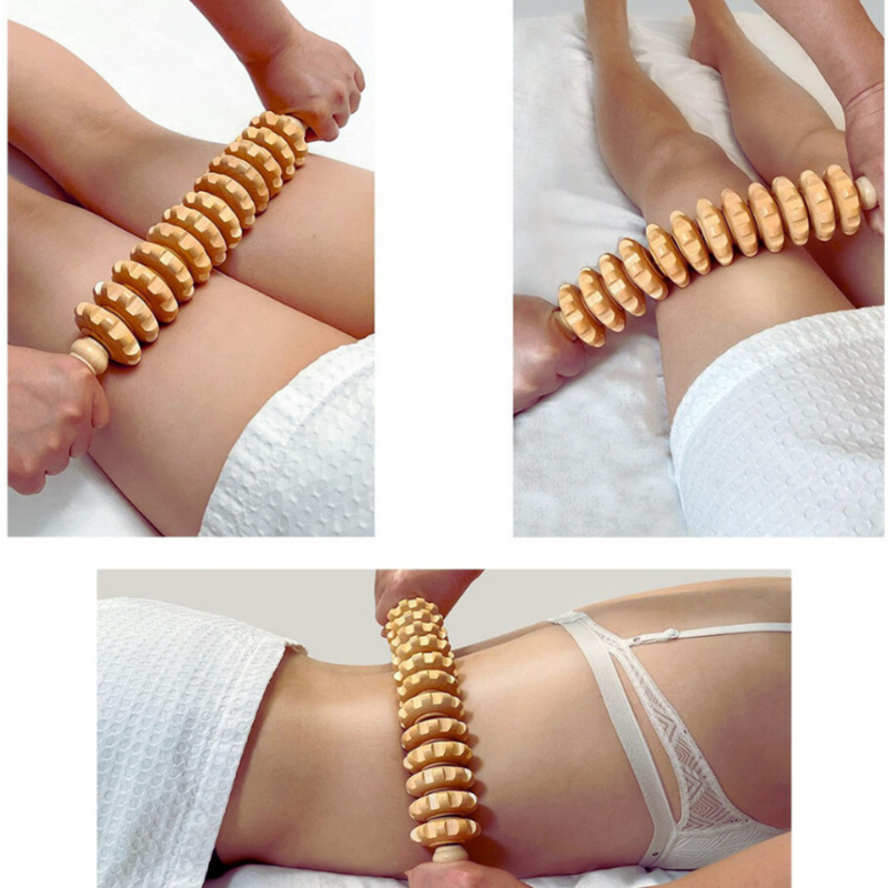 Rolo Bastao Massageador Manual Modelador Vara Thai Relaxante Muscular Maderoterapia Corporal Liberacao sanguinea - 38CM