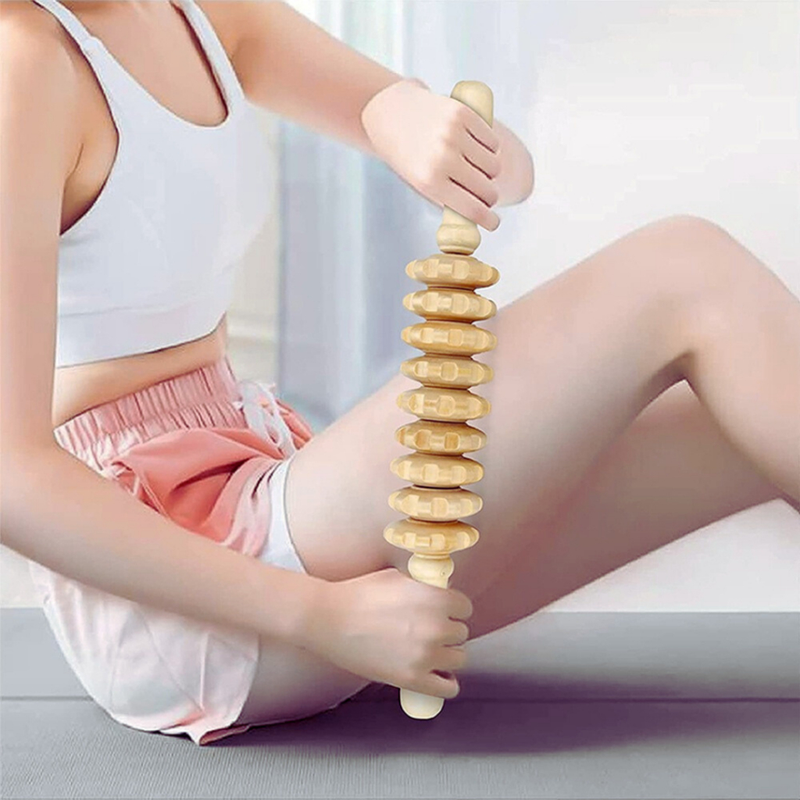 Rolo Bastao Massageador Manual Modelador Vara Thai Relaxante Muscular Maderoterapia Corporal Liberacao sanguinea - 38CM