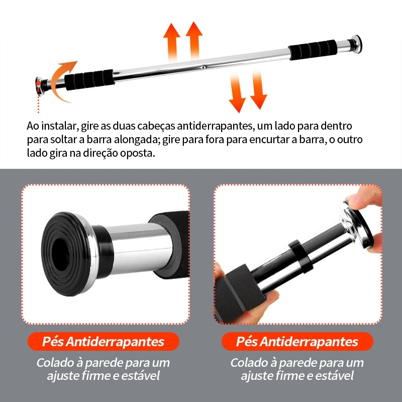 Barra Fixa Flexão Porta Apoio Regulável 64 a 100 Cm