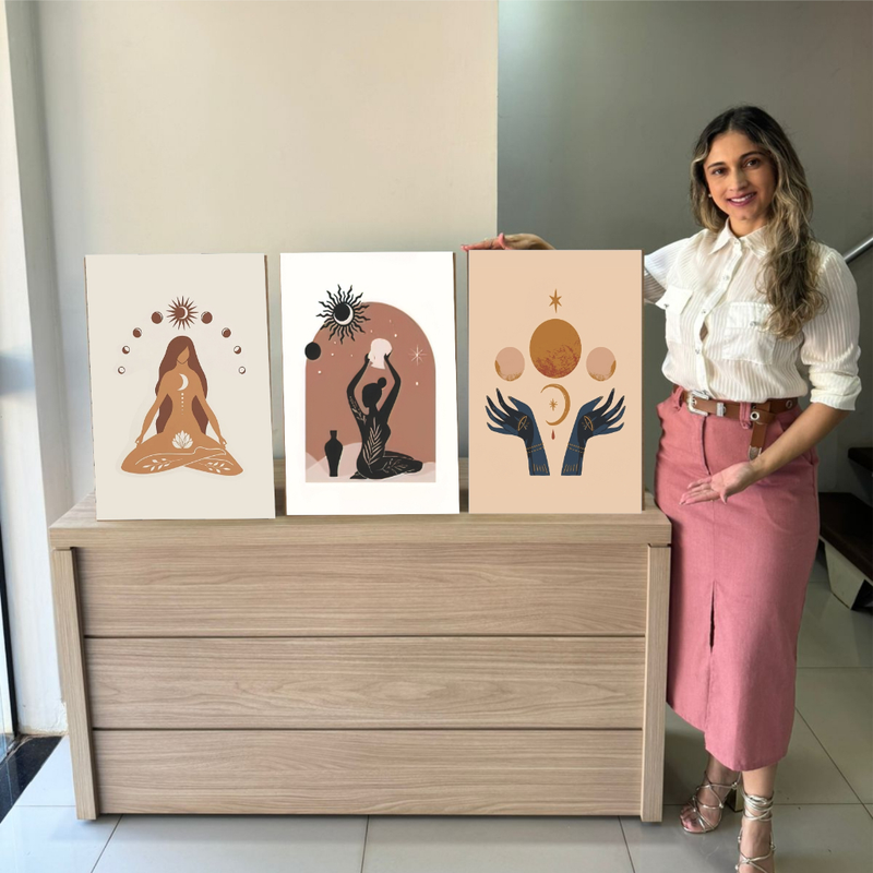 Quadro Decorativo 3 Peças Coleção Boho Essencial