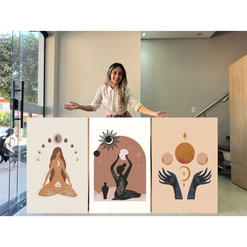 Quadro Decorativo 3 Peças Coleção Boho Essencial