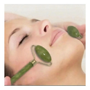 Rolo Pedra de Jade + Placa Gua Sha Massagem Facial Anti Ruga Rolinho Jade Lançamento