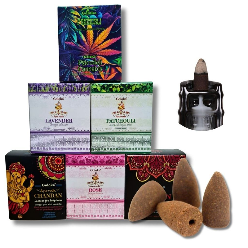 Incenso Goloka Cone Efeito Cascata Indiano