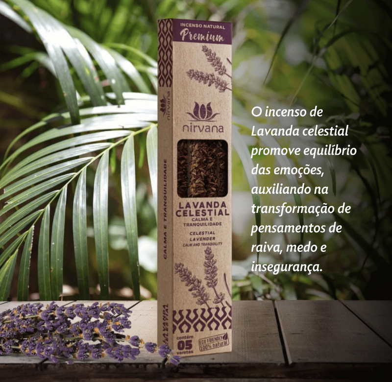 Incenso Nirvana Natural Premium 100% Natural Incensário Lavanda Arruda Palo Santo