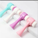 Escova de Limpeza Facial 2 em 1 Esponja Cerdas Macias Ponta Dupla de Silicone Esfoliante Aparelho Massagem