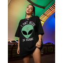 Camiseta Oversized ET I Don't Believe In Humans 100% algodão 30.1