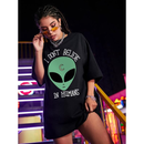Camiseta Oversized ET I Don't Believe In Humans 100% algodão 30.1