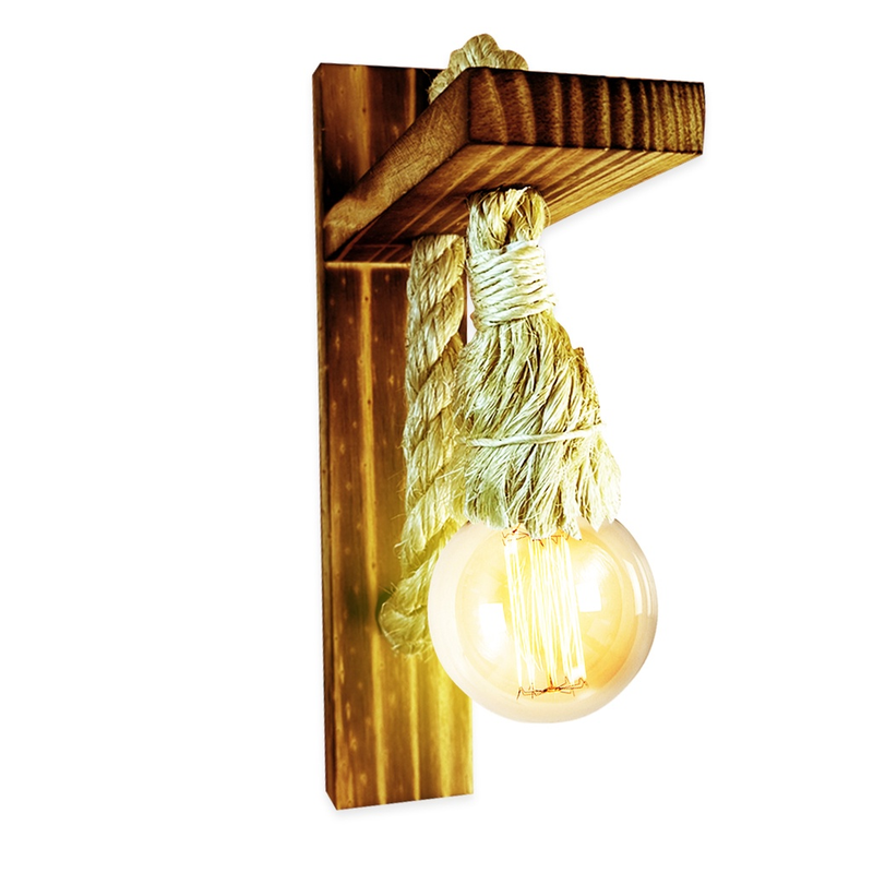 Arandela Luminária Parede Madeira Retrô Rústica Vintage E27