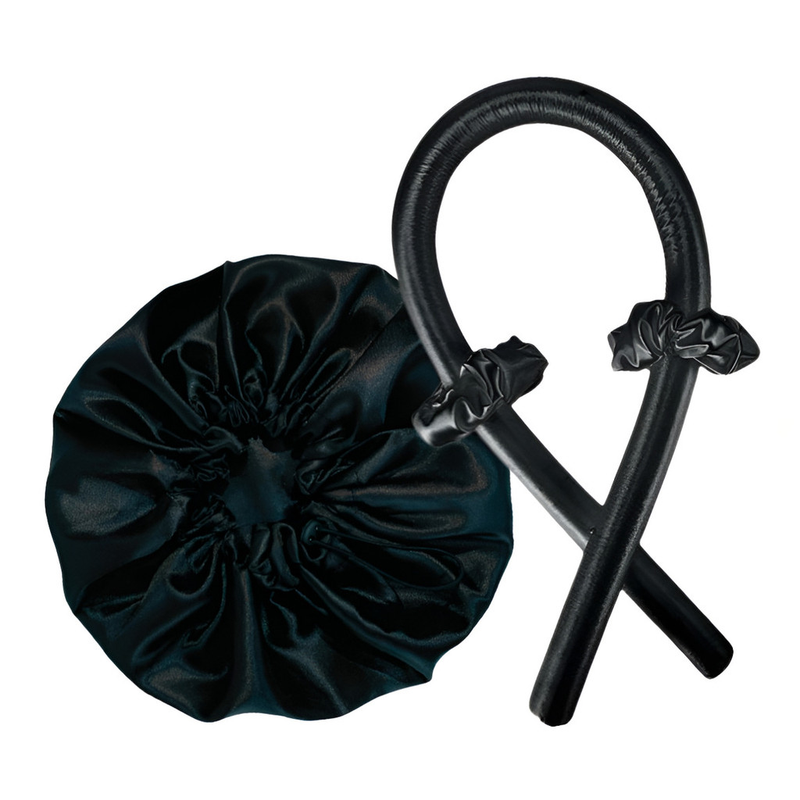 Kit Com Modelador De Cachos + Touca Cetim Dupla Face Com Regulador