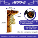 Arandela Luminária Parede Madeira Retrô Rústica Vintage E27