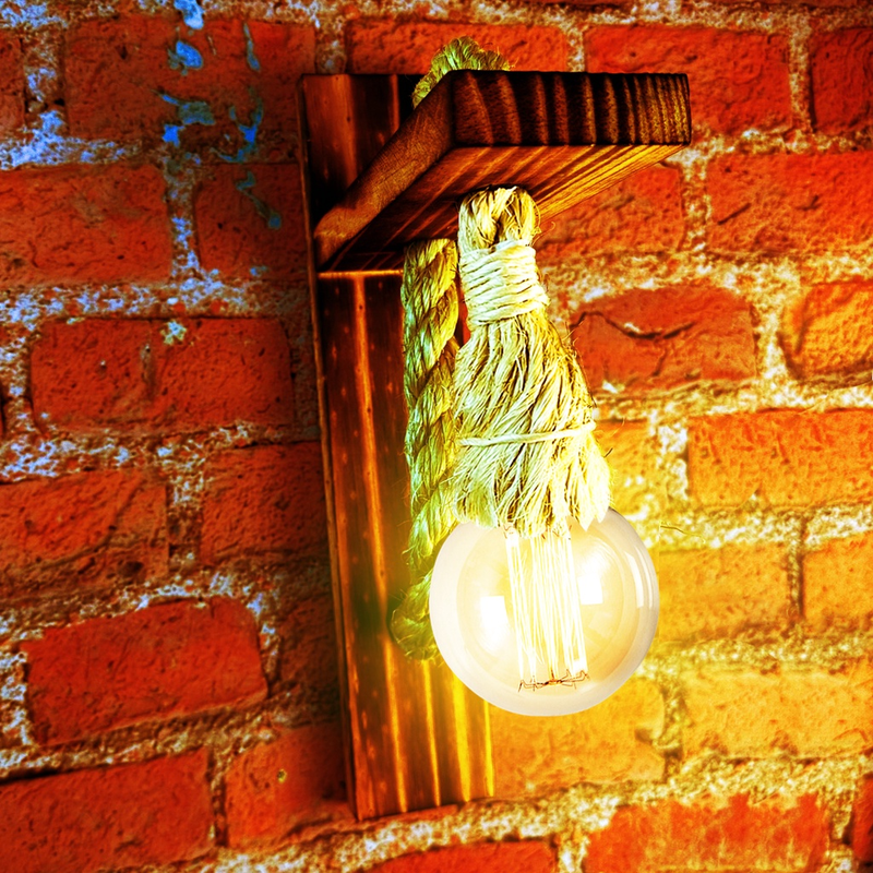 Arandela Luminária Parede Madeira Retrô Rústica Vintage E27