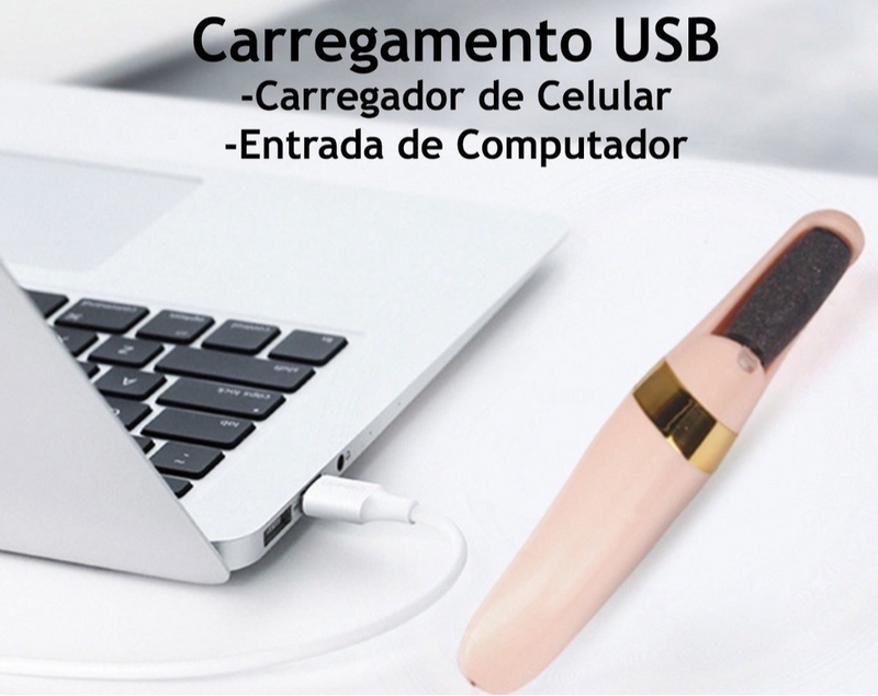 Lixador de Pé Elétrico - Esfoliador Tira Calos Pedicure Portátil ES