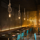 Pendente Corda 1M Retro Vintage Rústico Sisal E27 Para Decoração Com Detalhes Pérola Preta