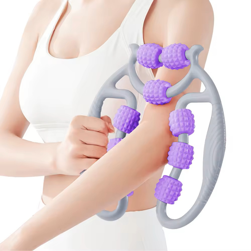 Massageador Manual de 9 Rolos - Alívio Dor Corporal e Massagem de Perna