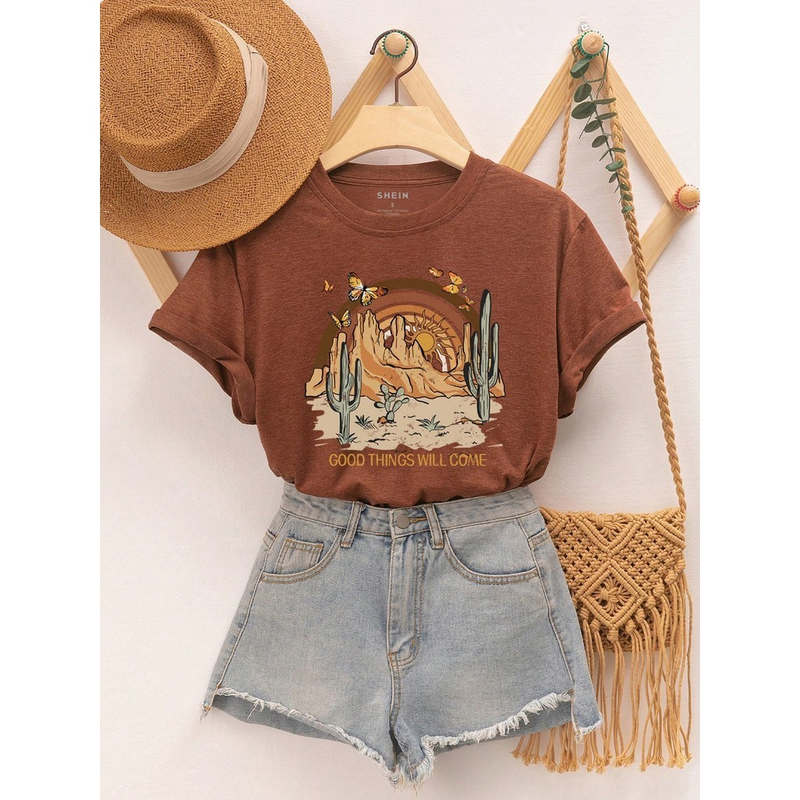 Camiseta Feminina Estampado Cacto