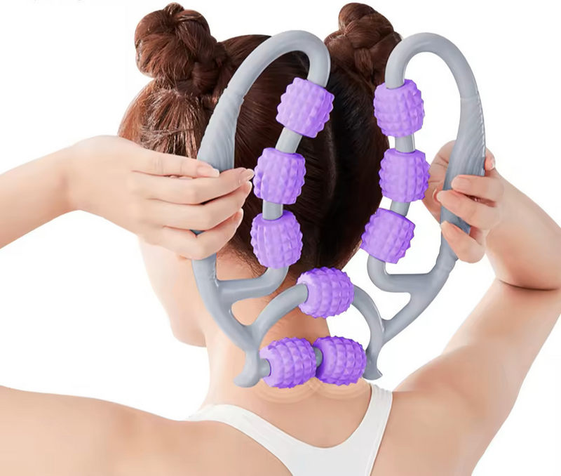 Massageador Manual de 9 Rolos - Alívio Dor Corporal e Massagem de Perna