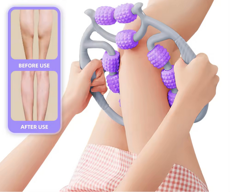 Massageador Manual de 9 Rolos - Alívio Dor Corporal e Massagem de Perna